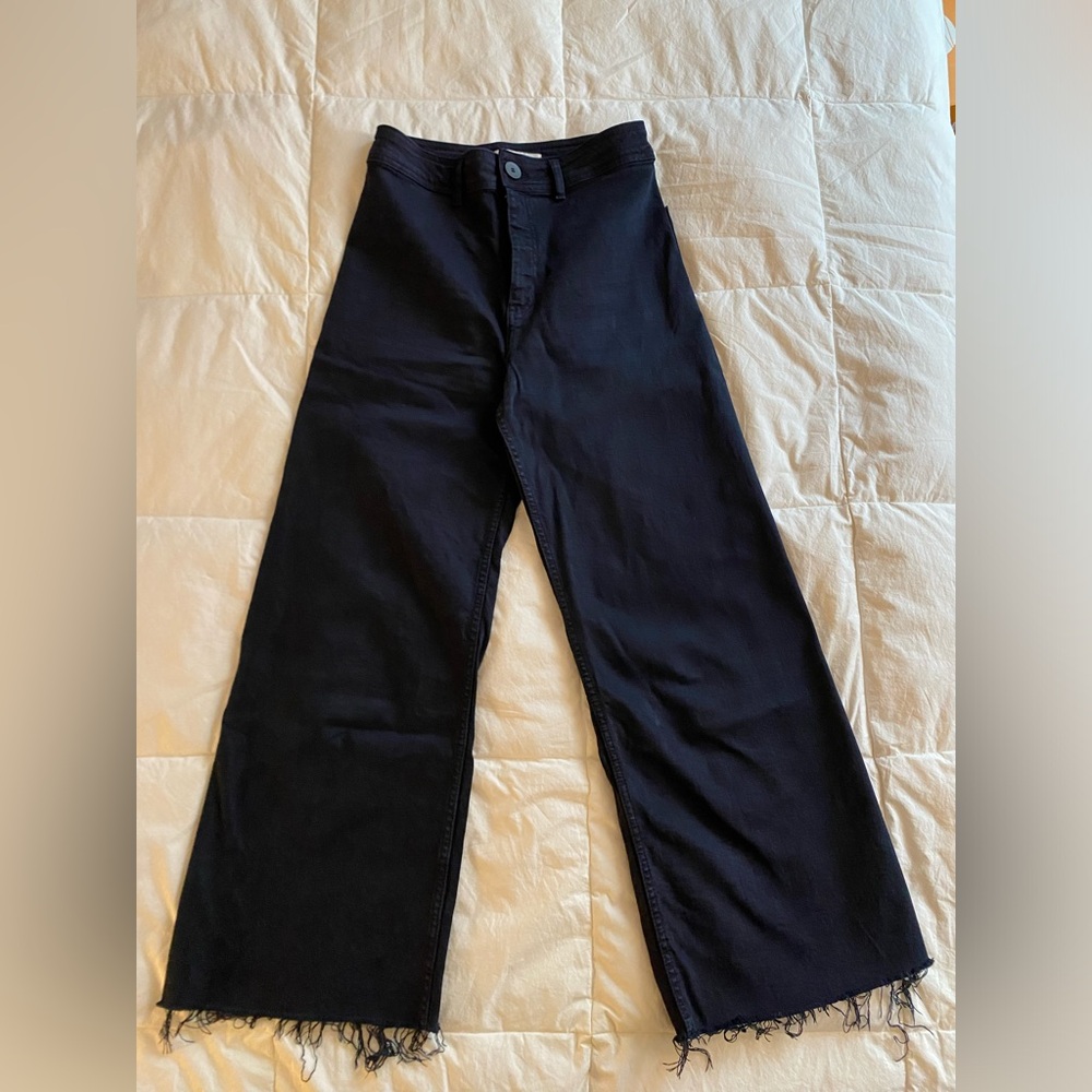 zara flare pants navy